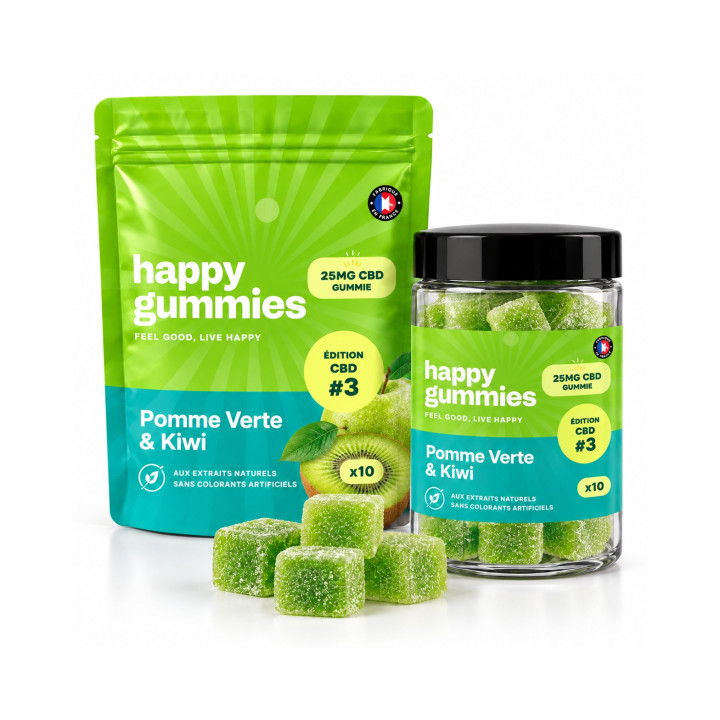 Gummies CBD Édition #3 — Pomme Verte & Kiwi (25 mg) — Happy Gummies